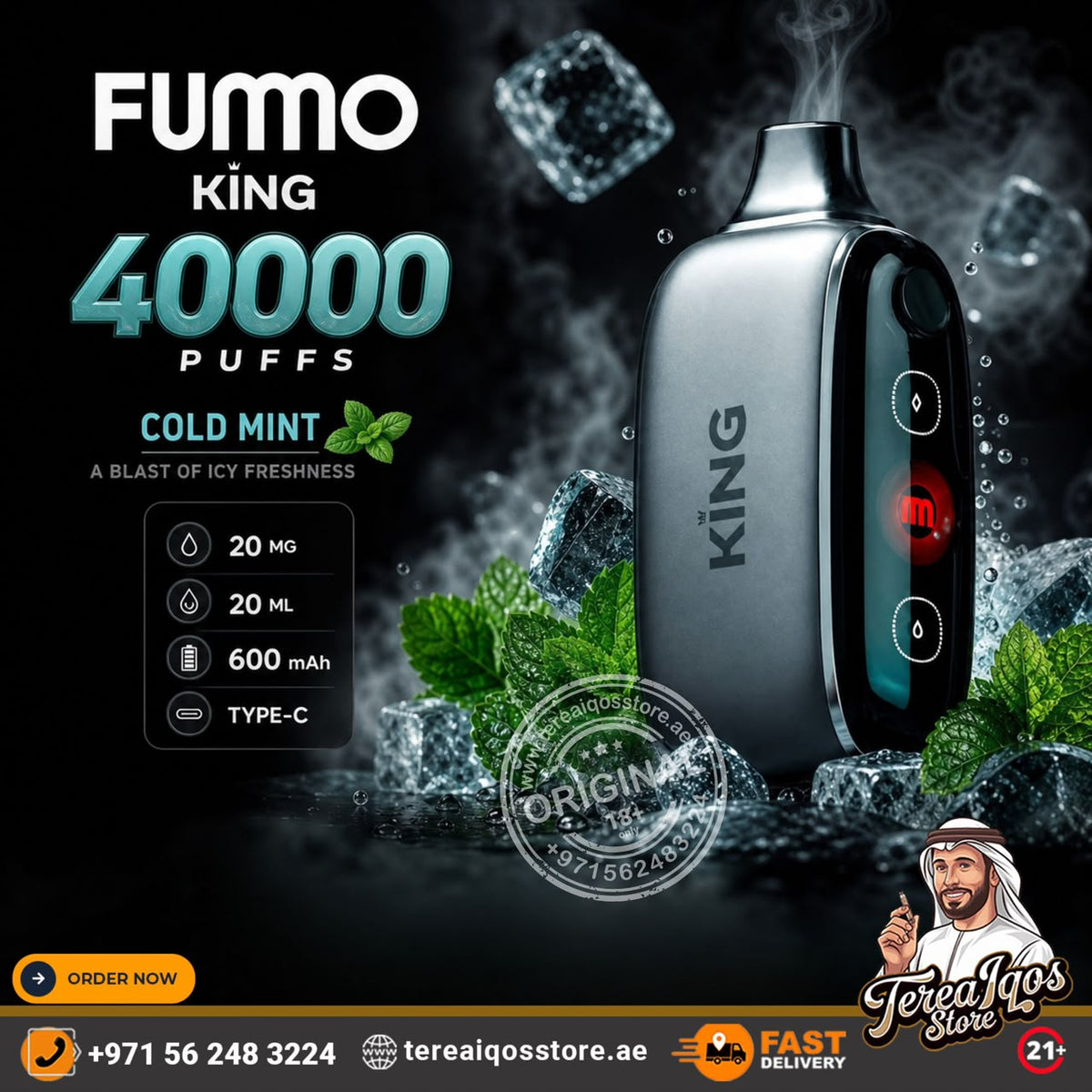 FUMMO King 40K Puffs Disposable Vape Cold Mint
