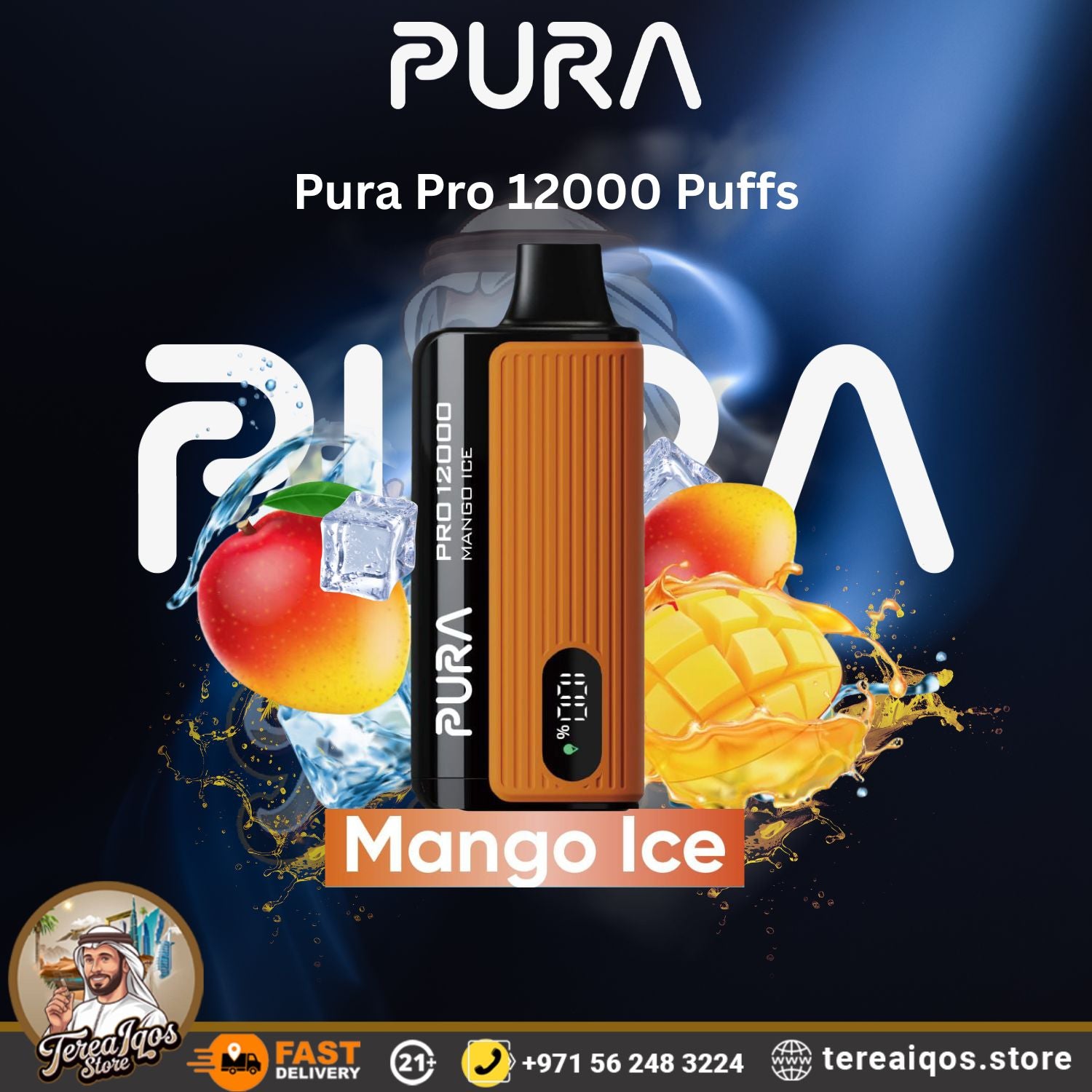 Pura Pro 12000 Puffs vape device with Mango Ice flavor