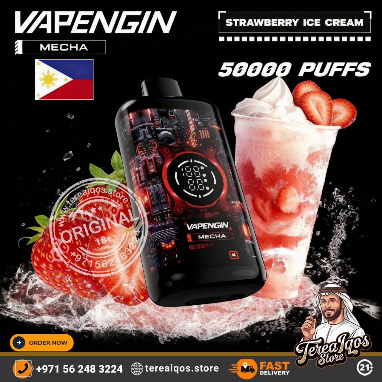 Vapengin Mecha 50000 Puffs Rechargeable Disposable Vape Strawberry Ice Cream