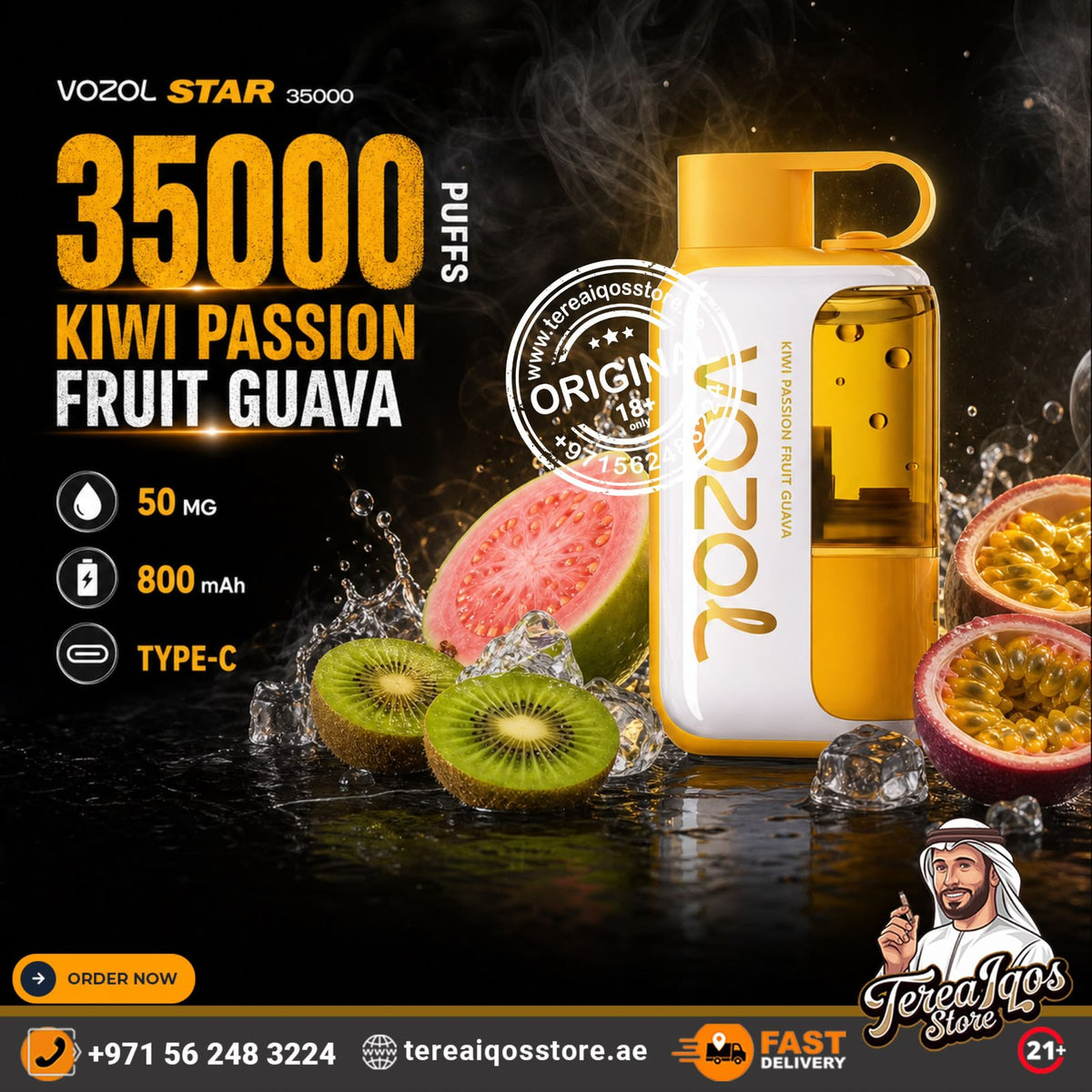 Vozol Star 35000 Puffs Disposable Vape Kiwi Passion Fruit Guava