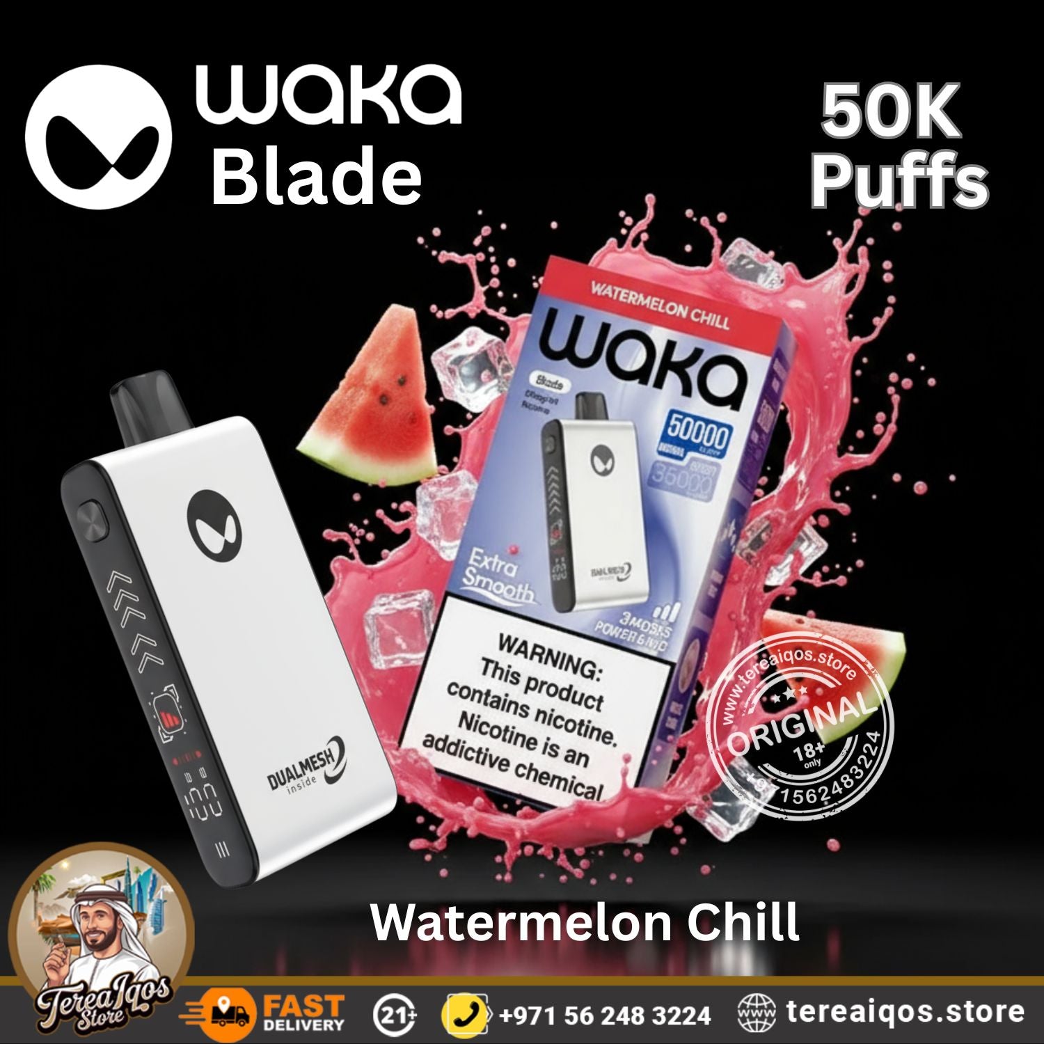 Waka Blade 50000 Puffs Disposable Vape Watermelon Chill Flavor
