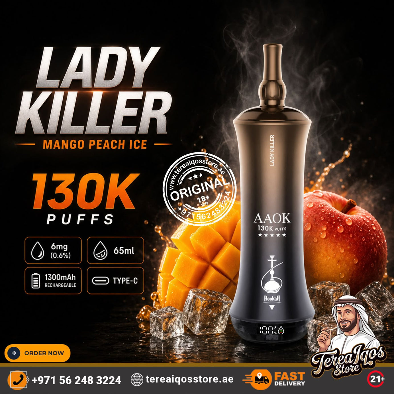 AAOK 130K Puffs Disposable Vape Lady Killer