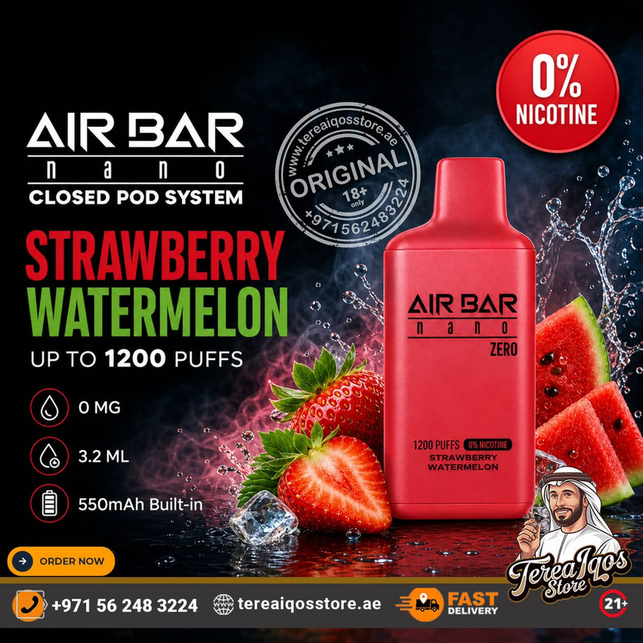 Air Bar Nano Zero 1200 Puffs 0% Nicotine Disposable Vape Strawberry Watermelon