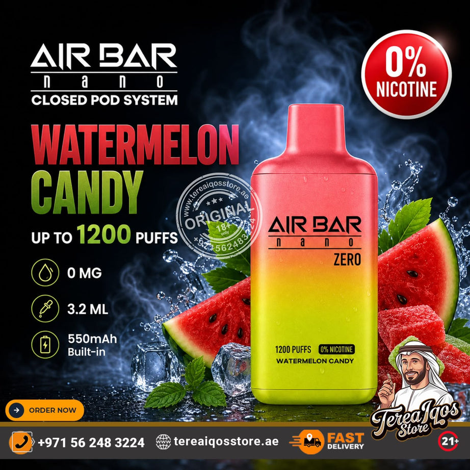 Air Bar Nano Zero 1200 Puffs 0% Nicotine Disposable Vape Watermelon Candy