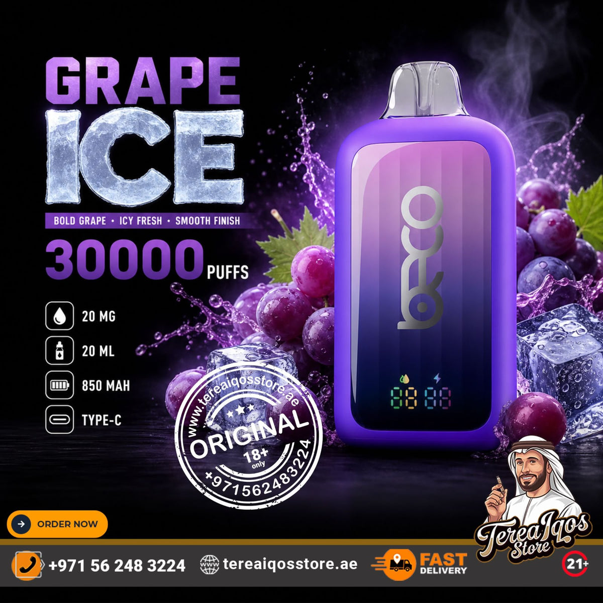 BECO POP 30K Puffs Rechargeable Disposable Vape Grape Ice