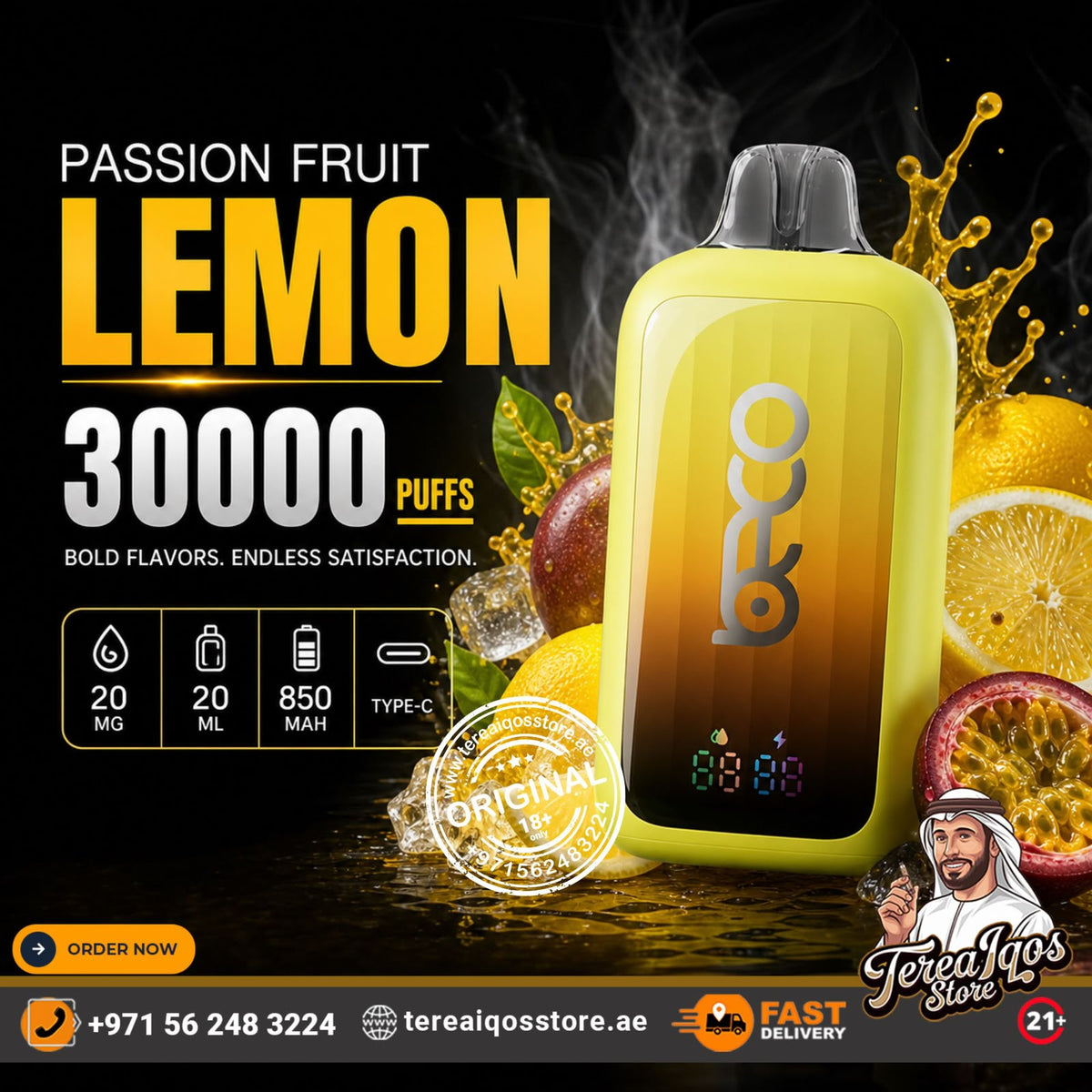 BECO POP 30K Puffs Rechargeable Disposable Vape PassionFruit Lemon