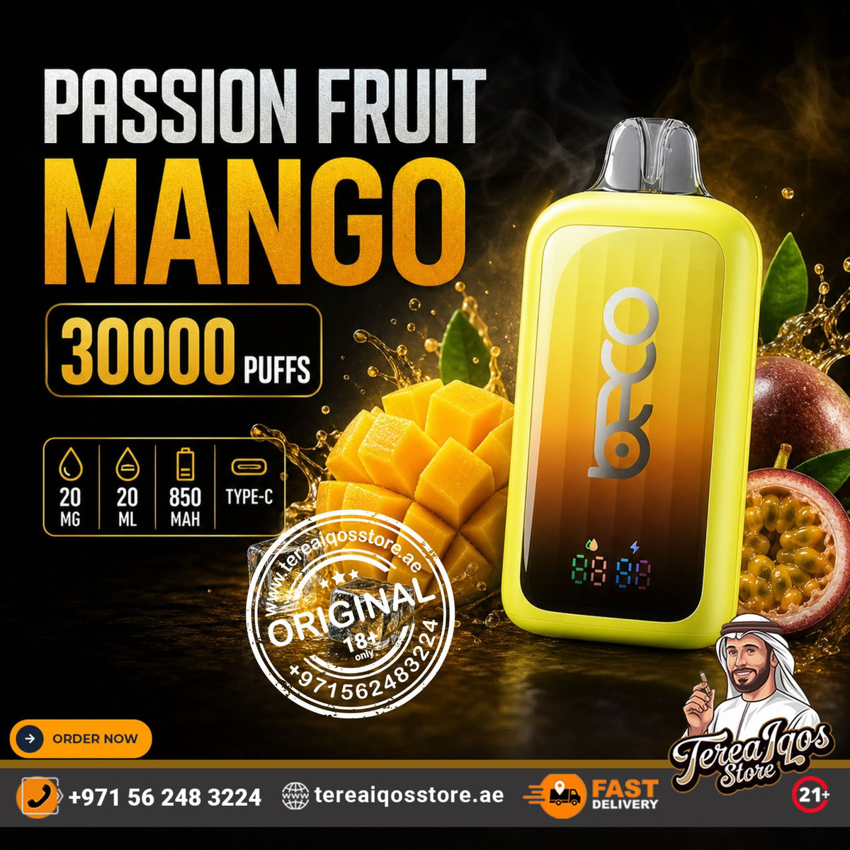 BECO POP 30K Puffs Rechargeable Disposable Vape Passionfruit Mango