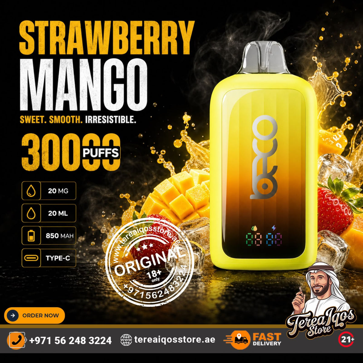 BECO POP 30K Puffs Rechargeable Disposable Vape Strawberry Mango