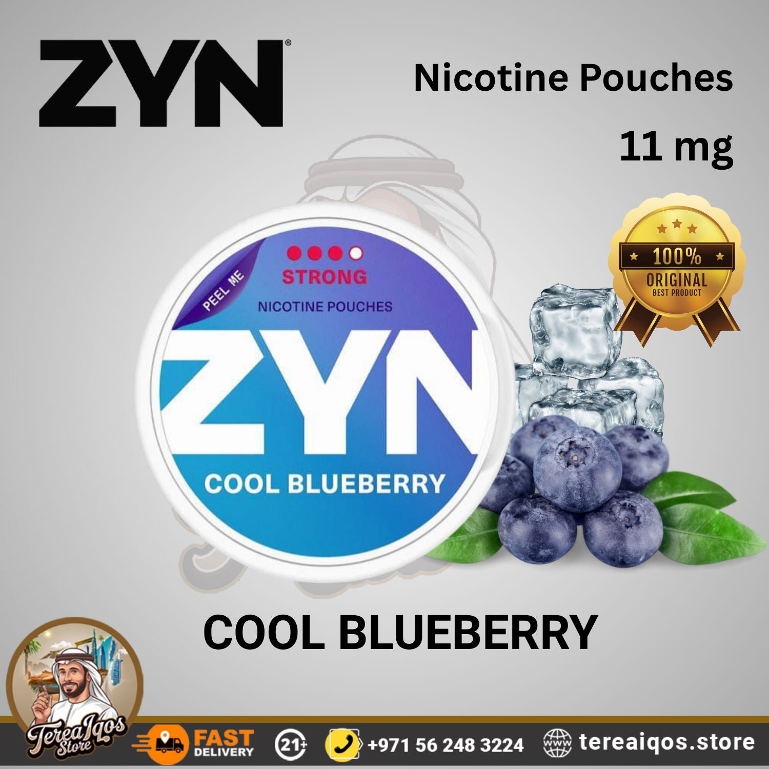 Zyn Cool Blueberry 11mg Nicotine Pouches in Dubai
