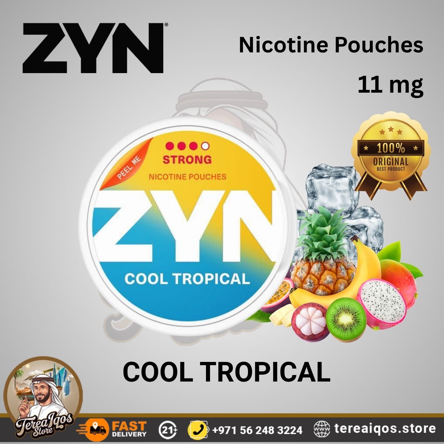 ZYN Cool Tropical Strong 11mg Nicotine Pouches in Dubai