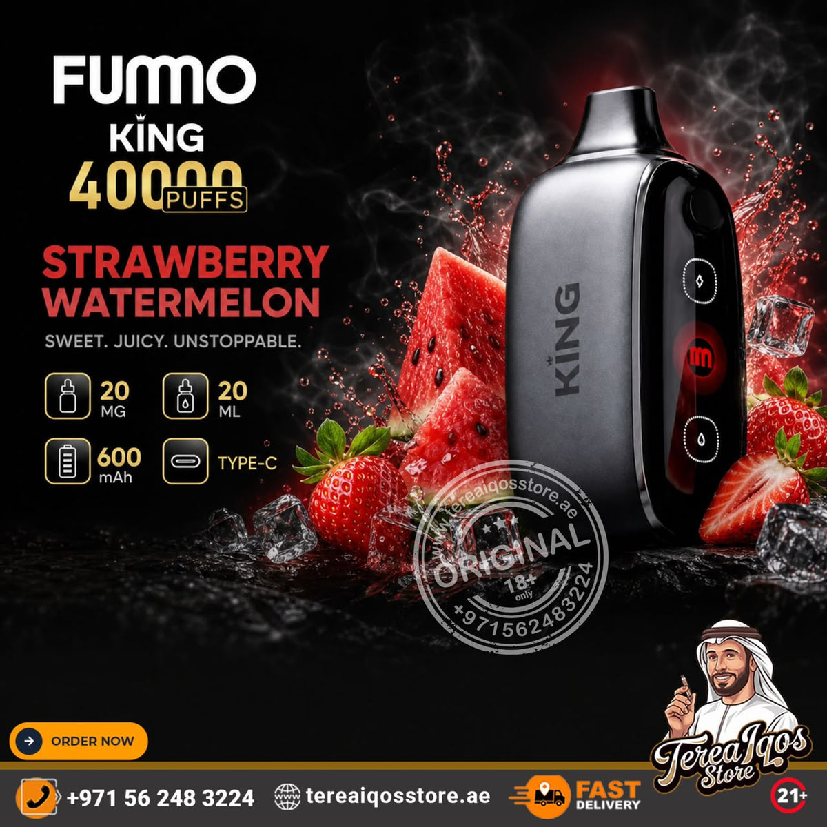 FUMMO King 40K Puffs Disposable Vape Strawberry Watermelon