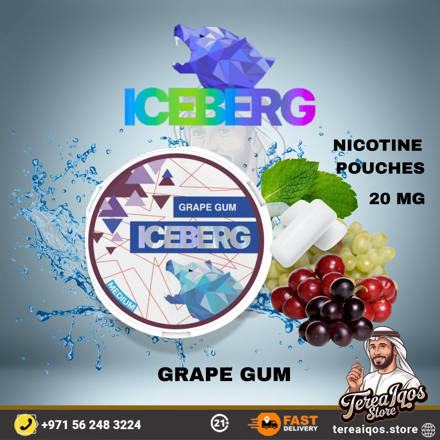 Iceberg Grape Gum Medium 20mg Nicotine Pouches in Dubai