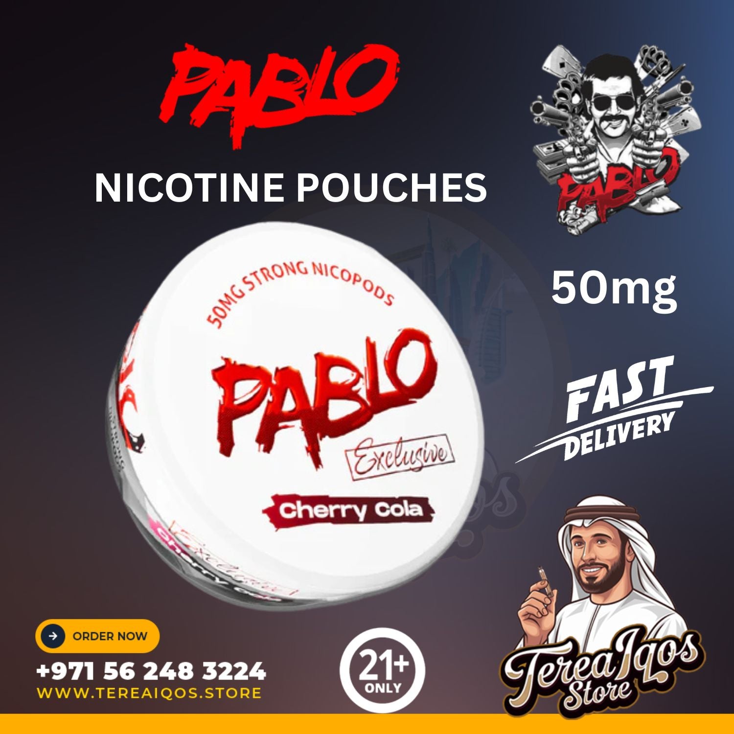 PABLO Exclusive Cherry Cola 50mg Nicotine Pouches in Dubai