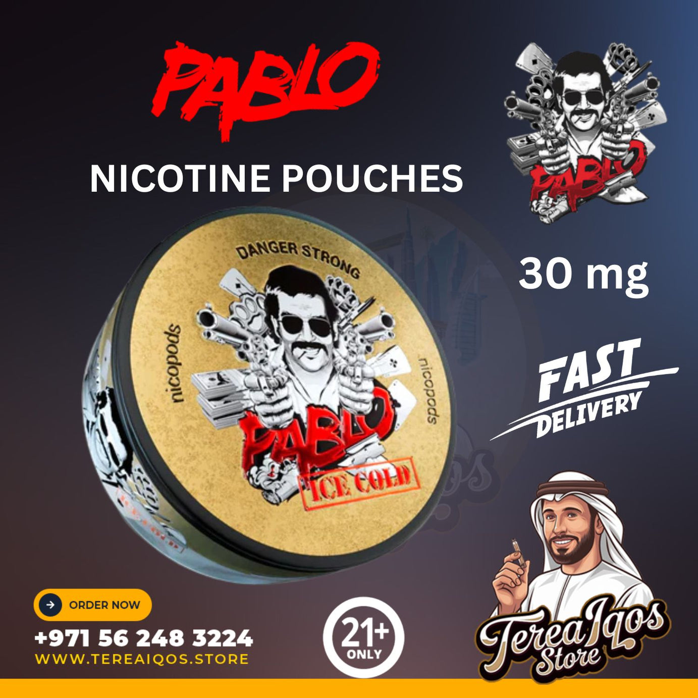 Pablo Ice Cold 30mg Slim Nicotine Pouches in Dubai