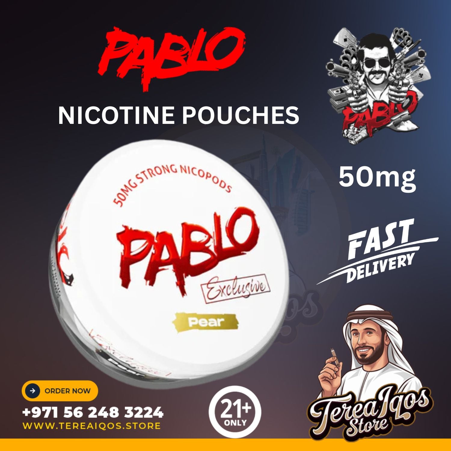 PABLO Exclusive Pear 50mg Nicotine Pouches in Dubai