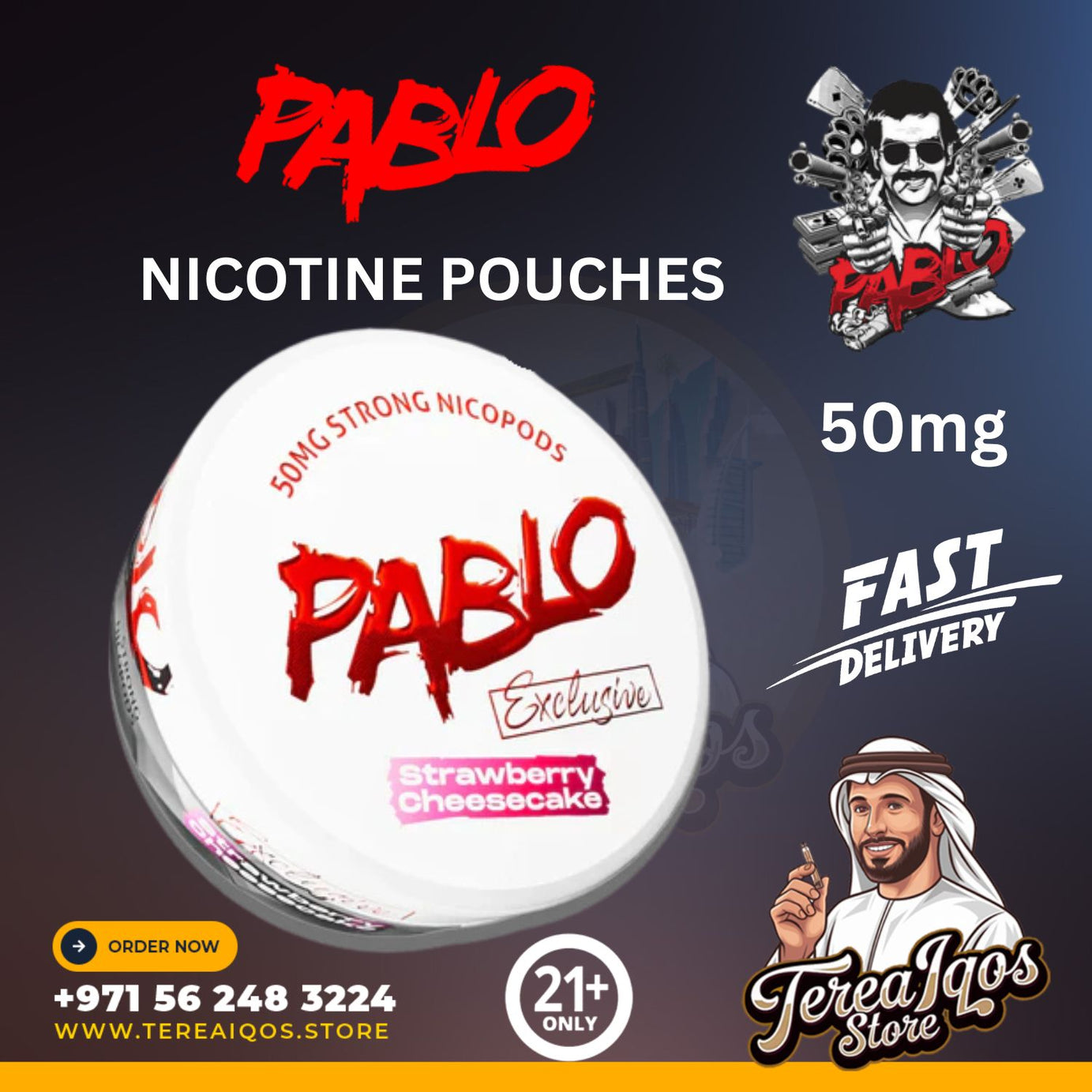 PABLO Strawberry Cheesecake 50mg Nicotine Pouches  in Dubai