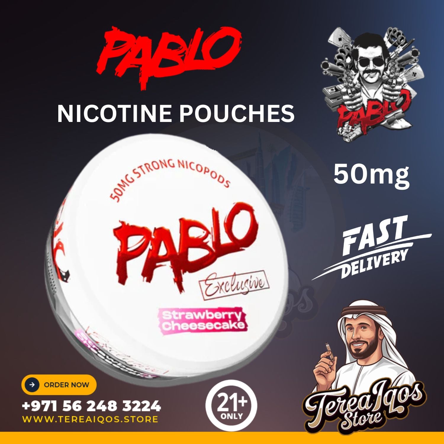 PABLO Strawberry Cheesecake 50mg Nicotine Pouches  in Dubai