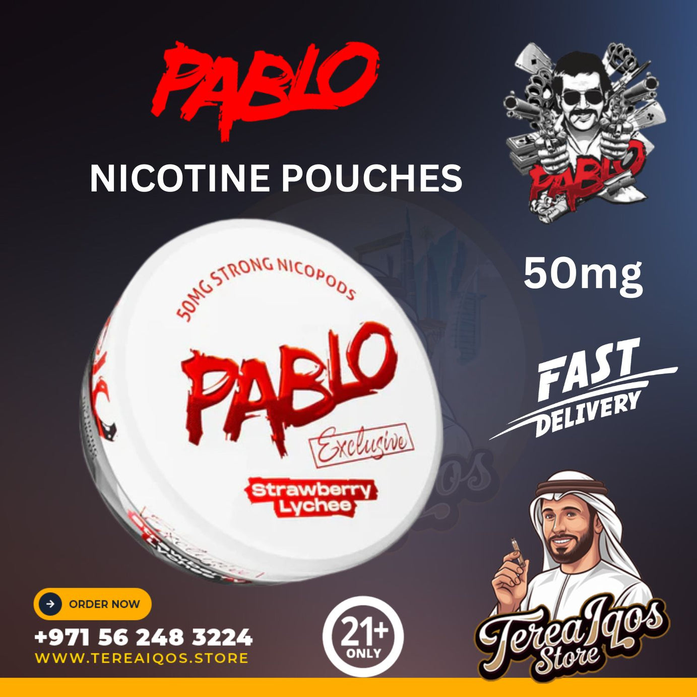 PABLO Strawberry Lychee 50mg Nicotine Pouches in Dubai