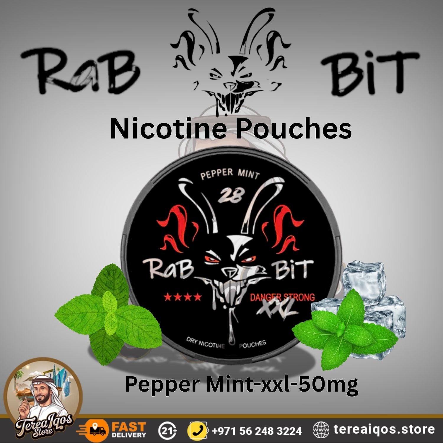 RABBIT Peppermint 50mg Nicotine Pouch
