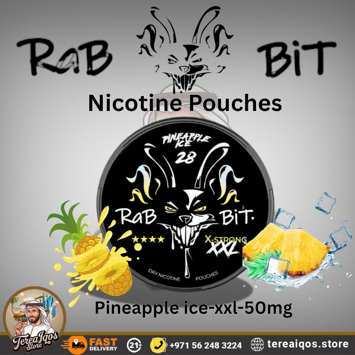 RABBIT Pineapple Ice 50mg Nicotine Pouch