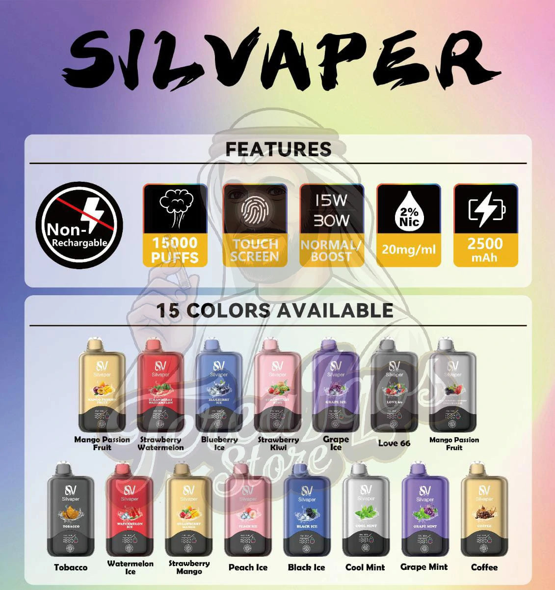 Silvaper 15000 Puffs Non-Rechargeable Disposable Vape