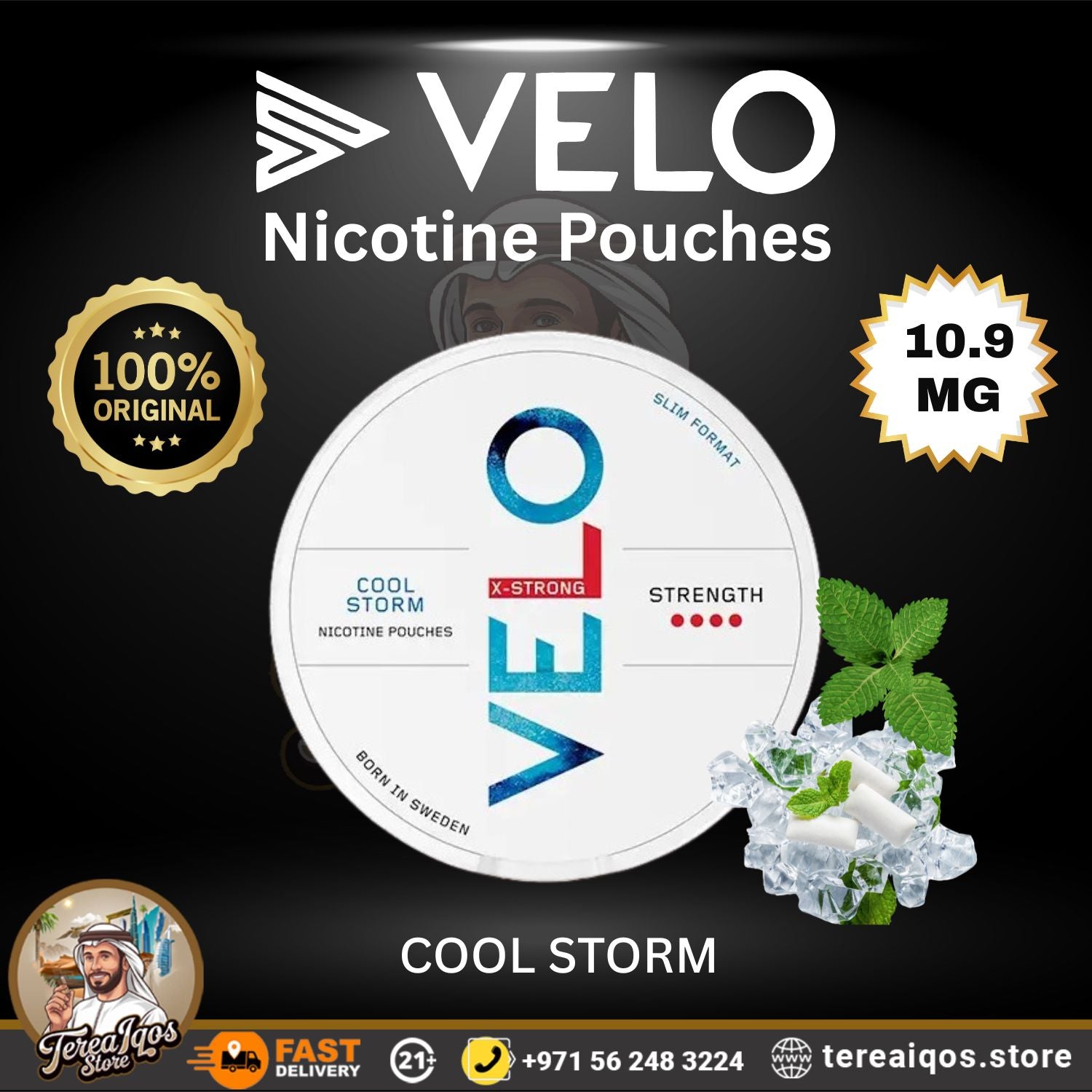 VELO Cool Storm X-Strong 10.9 mg Nicotine Pouch