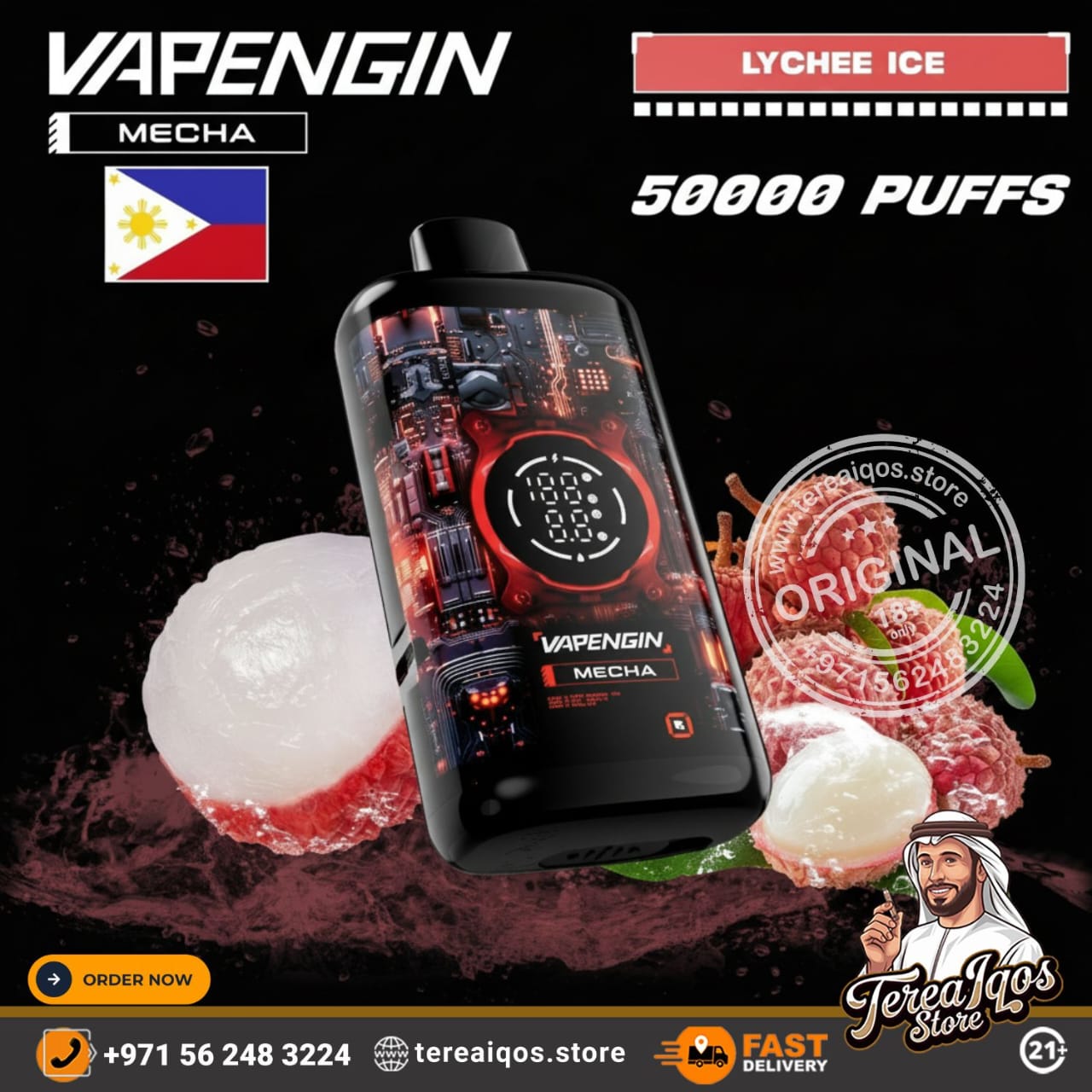 Vapengin Mecha 50000 Puffs Rechargeable Disposable Vape Lychee Ice 