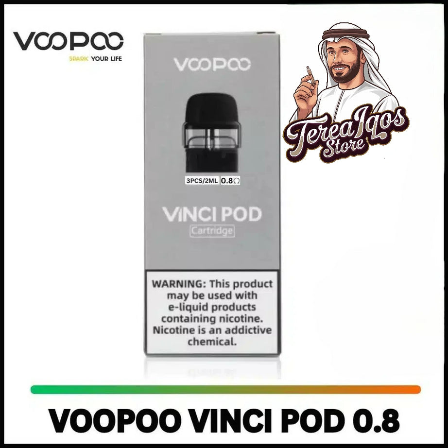 VooPoo Vinci Pod Cartridge 0.8 ohm with branding and product details.