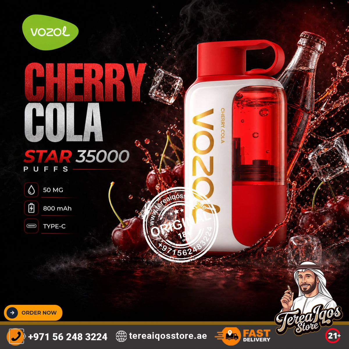 Vozol Star 35000 Puffs Disposable Vape  Cherry Cola