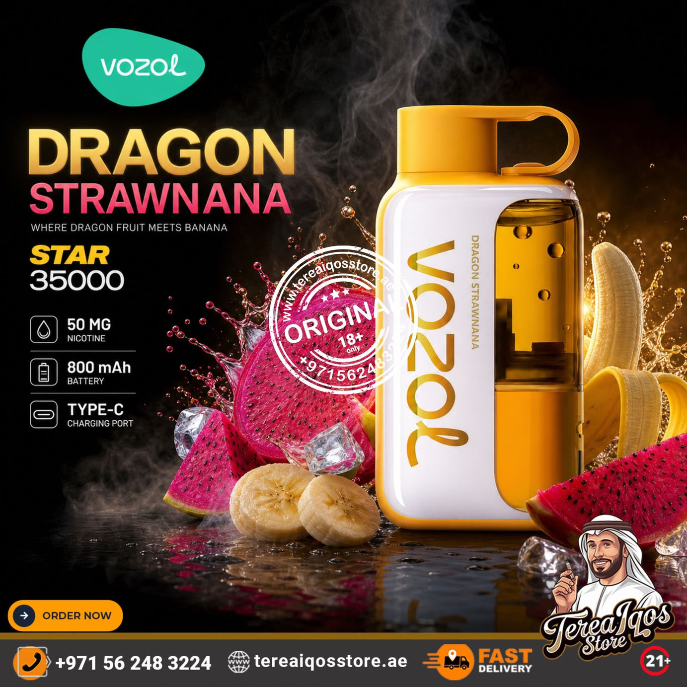 Vozol Star 35000 Puffs Disposable Vape  Dragon Strawnana