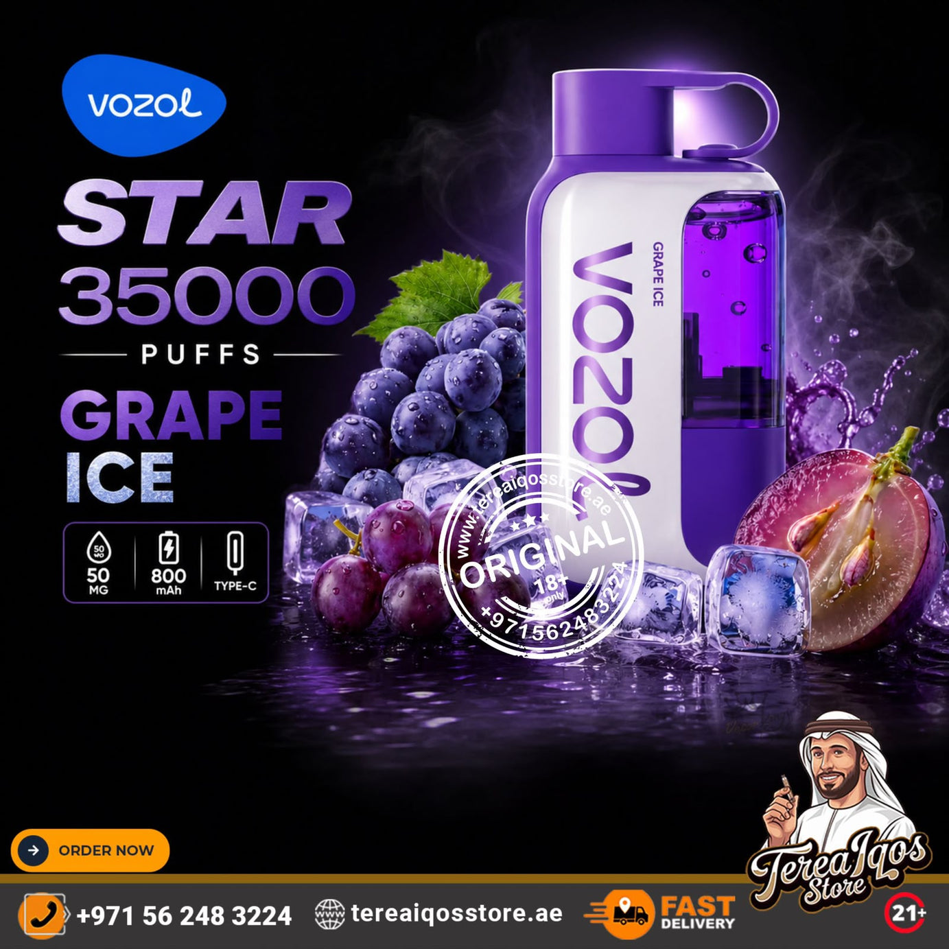 Vozol Star 35000 Puffs Disposable Vape Grape Ice