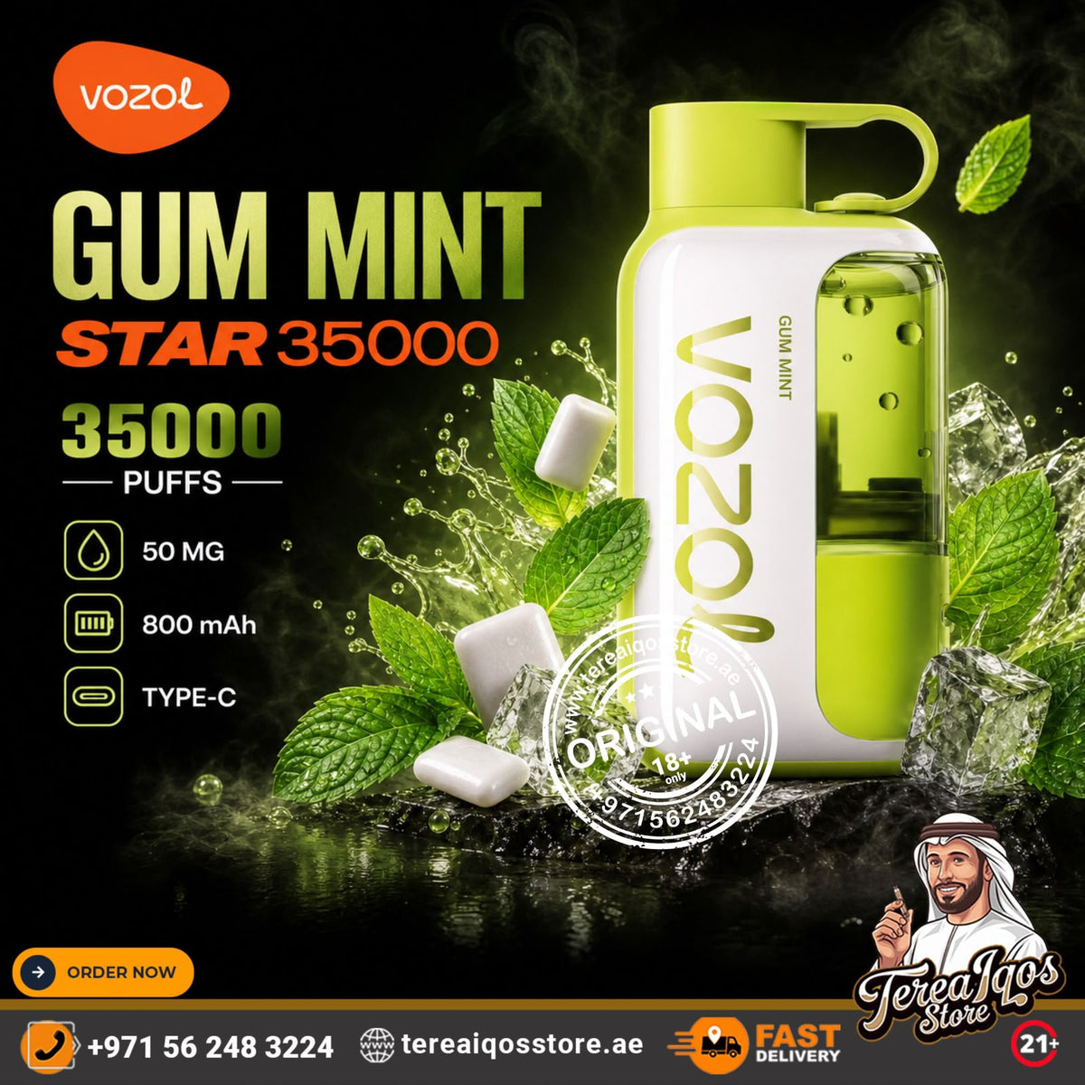 Vozol Star 35000 Puffs Disposable Vape Gum Mint