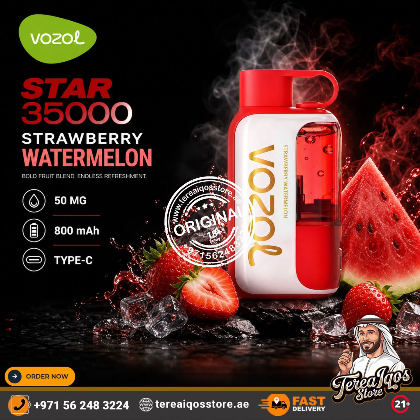 Vozol Star 35000 Puffs Disposable Vape Strawberry Watermelon