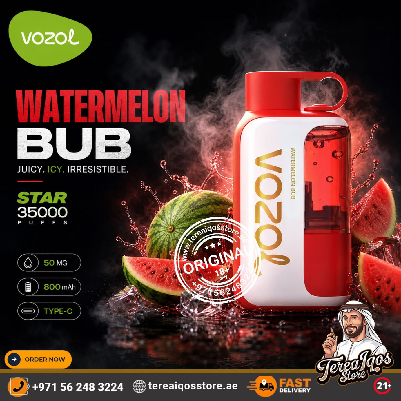 Vozol Star 35000 Puffs Disposable Vape Watermelon Bub