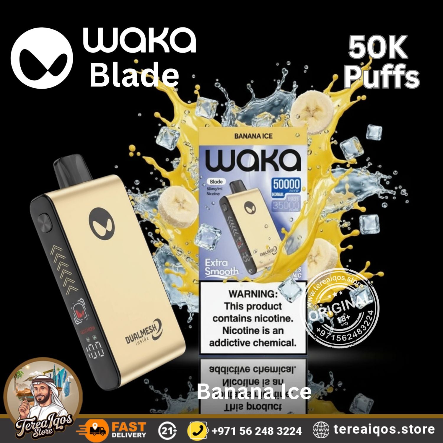 Waka Blade 50000 Puffs Disposable Vape Banana Ice Flavor