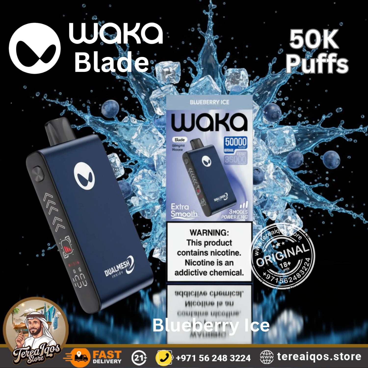 Waka Blade 50000 Puffs Disposable Vape Blueberry Ice Flavor