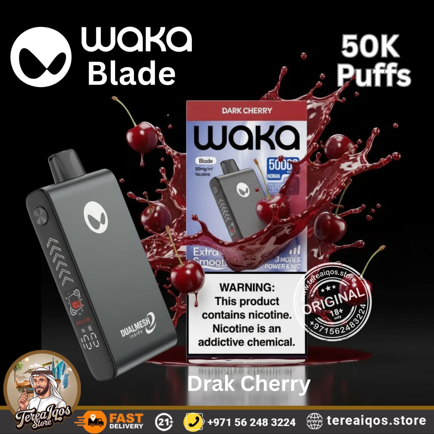 Waka Blade 50000 Puffs Disposable Vape Dark Cherry Flavor