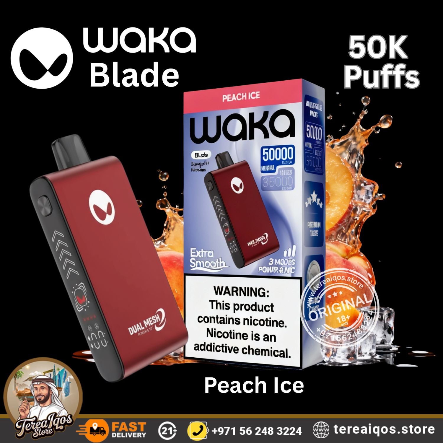 Waka Blade 50000 Puffs Disposable Vape Peach Ice Flavor