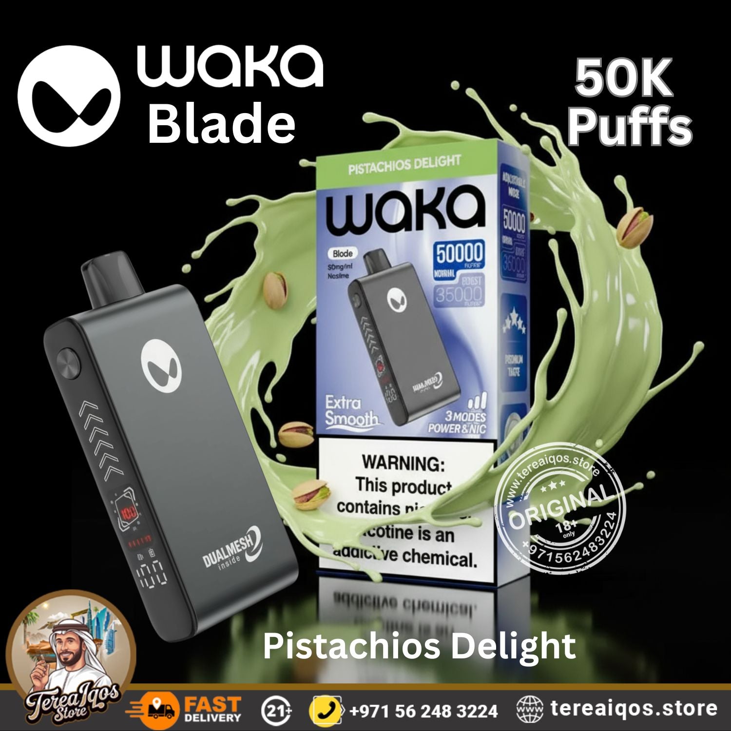 Waka Blade 50000 Puffs Disposable Vape Pistachios Delight Flavor