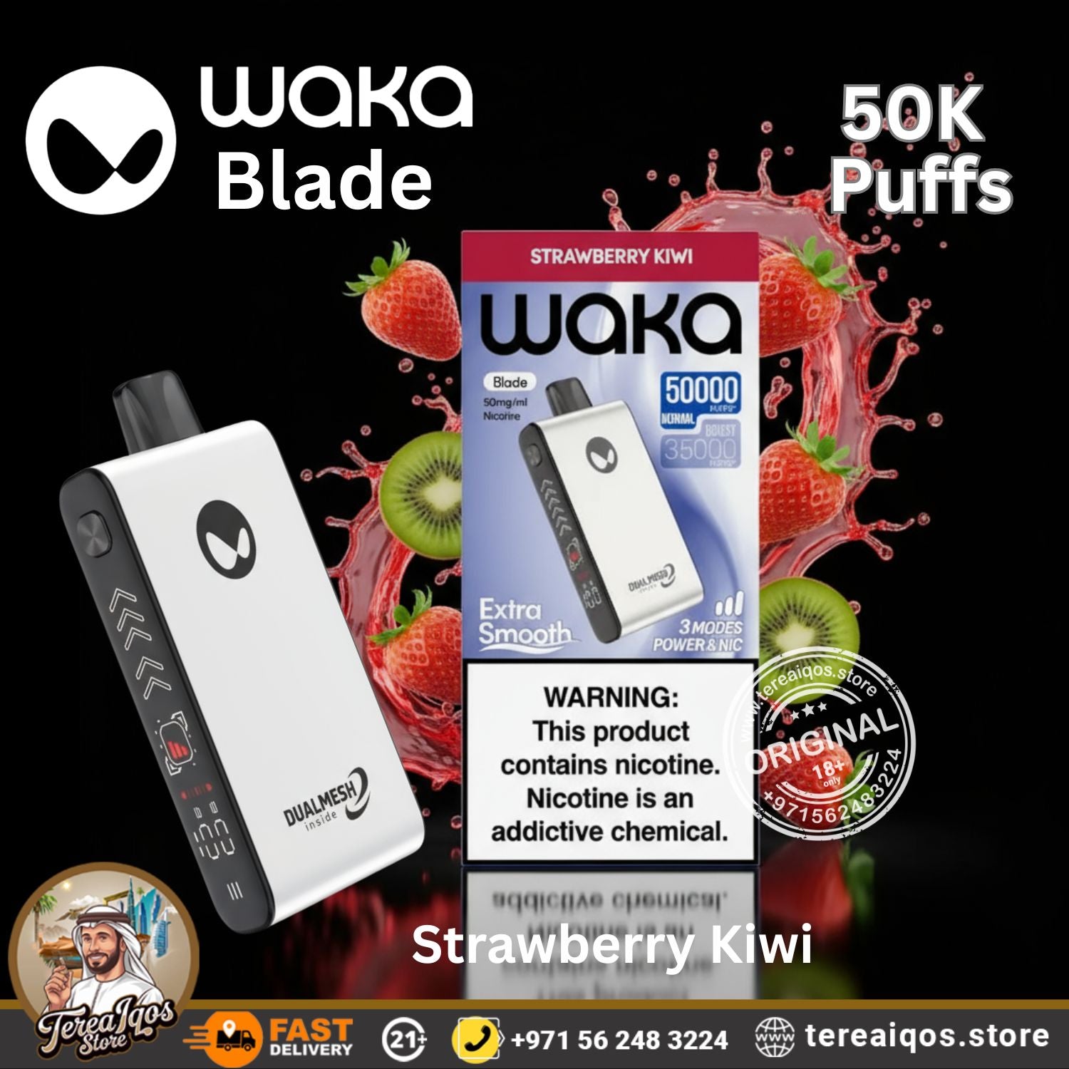 Waka Blade 50000 Puffs Disposable Vape Strawberry Kiwi Flavor