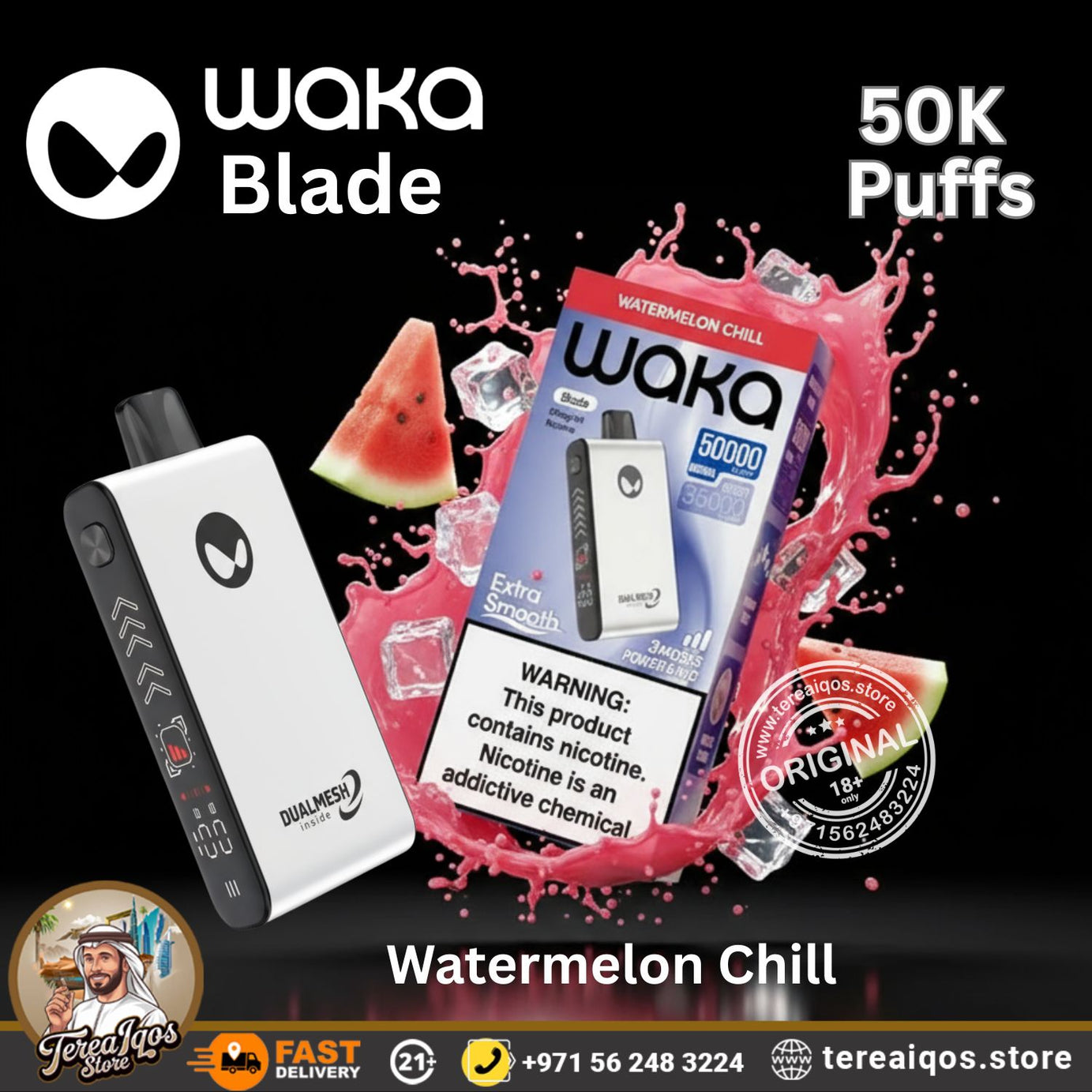 Waka Blade 50000 Puffs Disposable Vape Watermelon Chill Flavor
